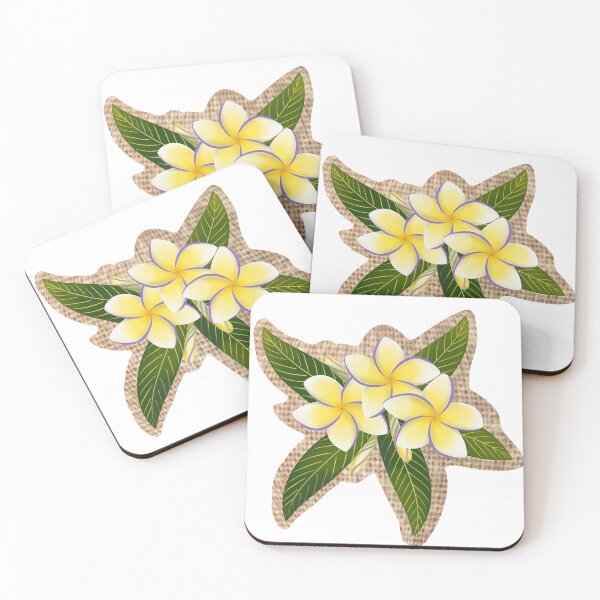 Item preview, Yellow and Lavender Plumerias on Woven Fabric designed and sold by PeacePictured.