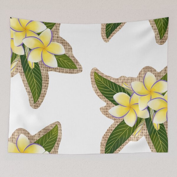 Item preview, Yellow and Lavender Plumerias on Woven Fabric designed and sold by PeacePictured.