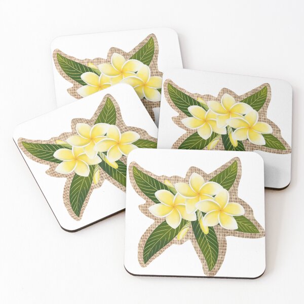 Item preview, Yellow Plumerias on Woven Fabric designed and sold by PeacePictured.