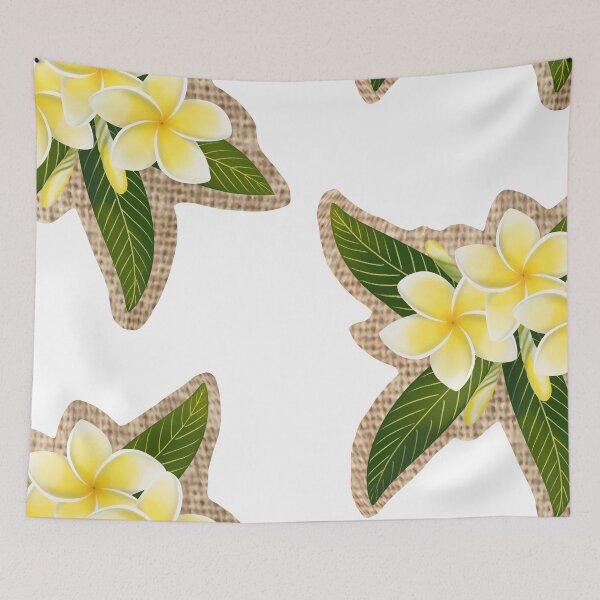 Item preview, Yellow Plumerias on Woven Fabric designed and sold by PeacePictured.