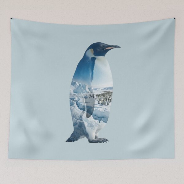 Item preview, Emperor Penguin Glacier Silhouette Double Exposure designed and sold by BirdsnStuff.