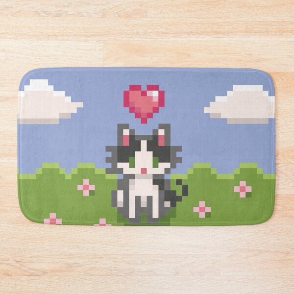 Aperçu de l'œuvre Chaton noir et blanc en pixel art créée et vendue par michellepsilva.