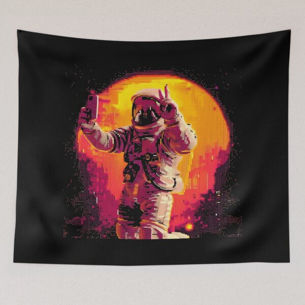 Item preview, Neon Pixel Astronaut Selfie designed and sold by ClubVacay.