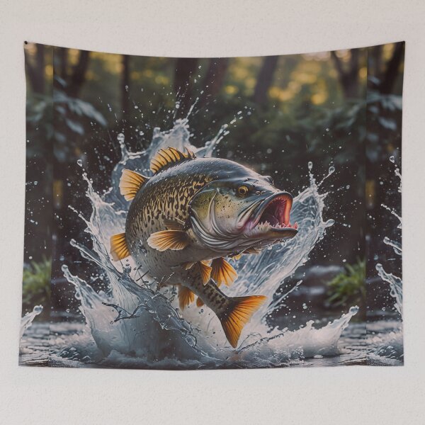 Item preview, Leaping Bass Splash Wall Art designed and sold by BeautifulVirtues.