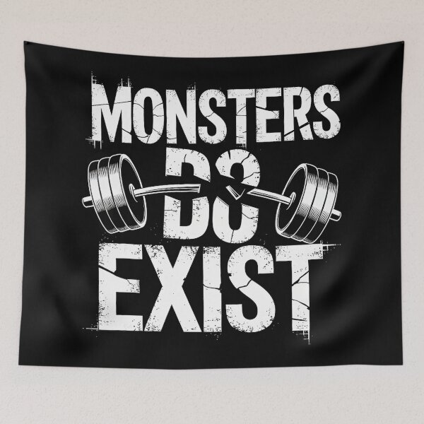 Item preview, Monsters Do Exist Barbell Graphic Dark Gy designed and sold by eliramaison.
