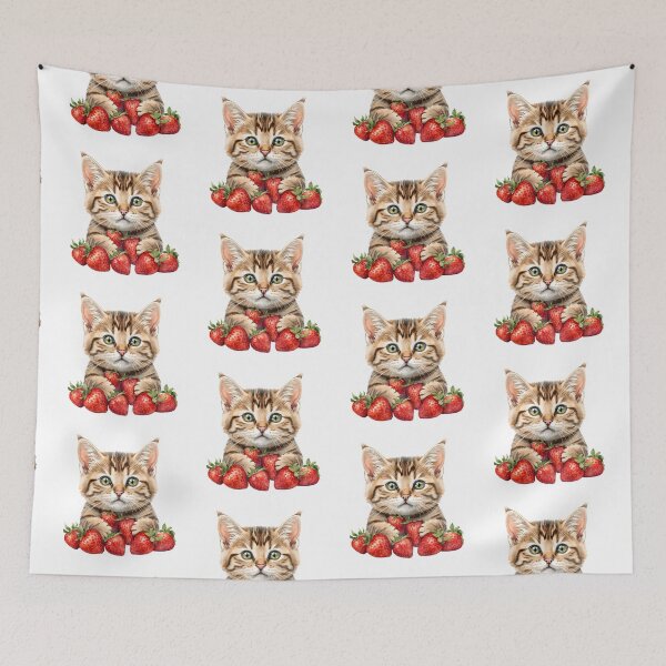 Item preview, Watercolor Cat with Strawberries  designed and sold by silviaol.