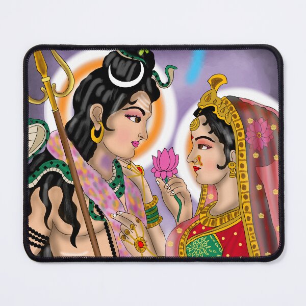 Item preview, Shiva Parvati Artwork – Divine Hindu Couple Spiritual Illustration designed and sold by Harshit_Digital_Arts.