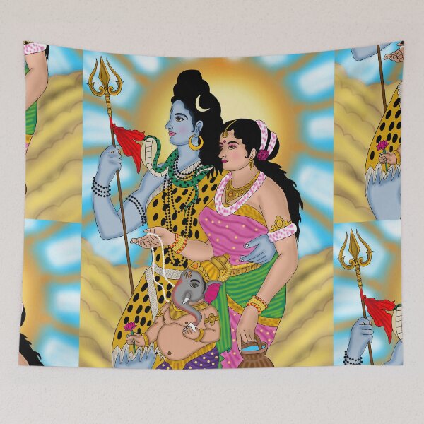 Item preview, Mahadev Parvati Art Design – Hindu Divine Love and Power Illustration designed and sold by Harshit_Digital_Arts.