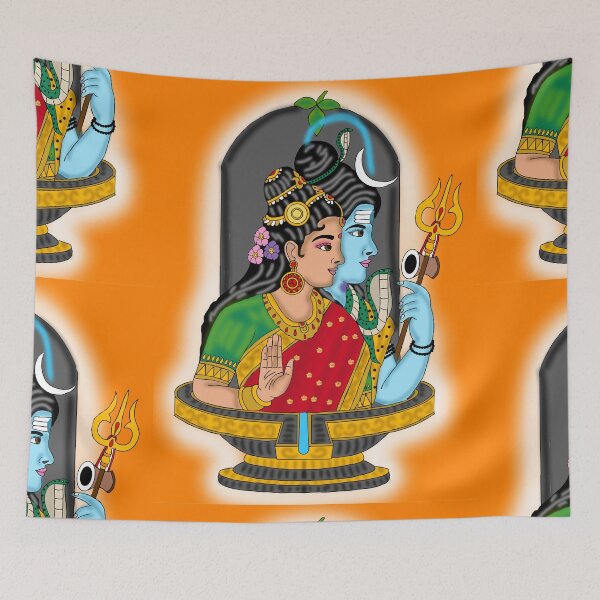 Item preview, Shiva Shakti Sacred Artwork – Hindu Mythological Couple Illustration designed and sold by Harshit_Digital_Arts.