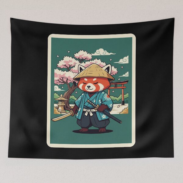 Item preview, Samurai Red Panda Under Sakura Garden designed and sold by JordynLadukeg65.