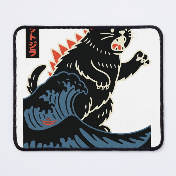 Item preview, Catzilla Great Wave - Desain Kucing Kaiju Jepang dengan Katakana (Kyattojira) designed and sold by ropexxx.