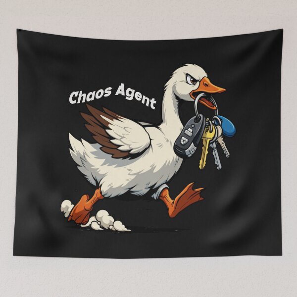 Item preview, Disruptive Goose Running with Keys Cartoon designed and sold by Tsugraf Designs.