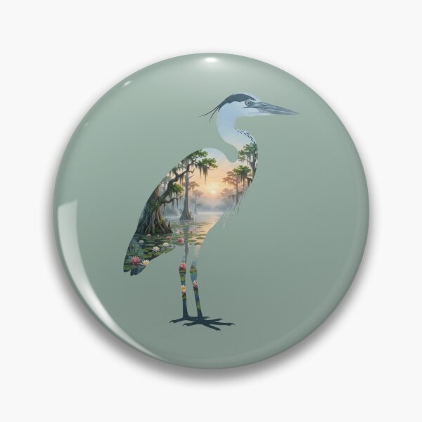 Item preview, Great Blue Heron Wetland Marsh Double Exposure Silhouette  designed and sold by BirdsnStuff.