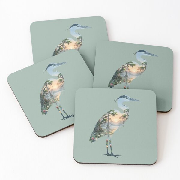 Item preview, Great Blue Heron Wetland Marsh Double Exposure Silhouette  designed and sold by BirdsnStuff.