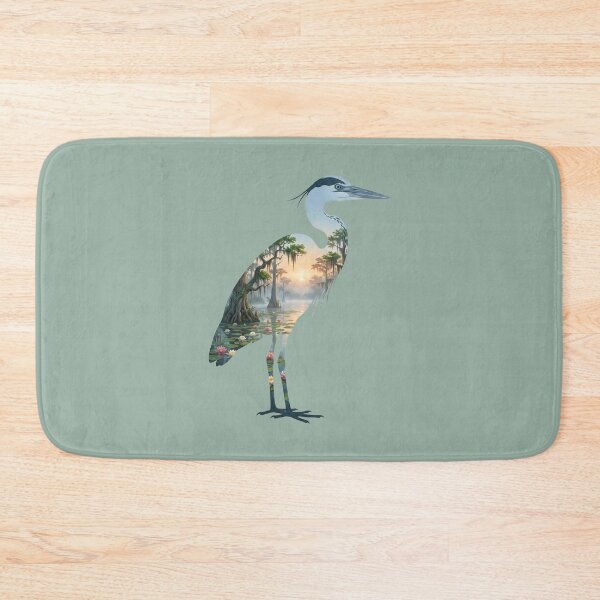 Item preview, Great Blue Heron Wetland Marsh Double Exposure Silhouette  designed and sold by BirdsnStuff.