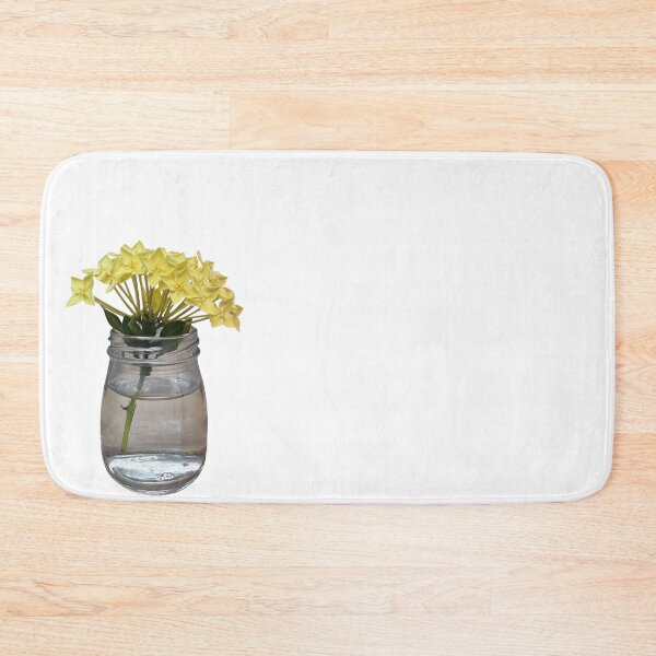 Item preview, yellow flowers in a vase, bunch of yellow flowers, yellow ixora flowers isolate on white background, tropical flower in Thailand designed and sold by pipikijung.