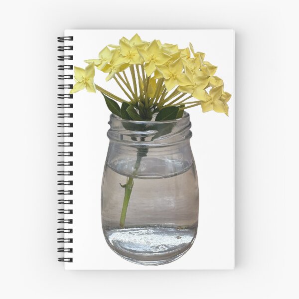 Item preview, yellow flowers in a vase, bunch of yellow flowers, yellow ixora flowers isolate on white background, tropical flower in Thailand designed and sold by pipikijung.