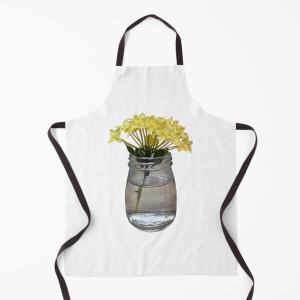 Item preview, yellow flowers in a vase, bunch of yellow flowers, yellow ixora flowers isolate on white background, tropical flower in Thailand designed and sold by pipikijung.
