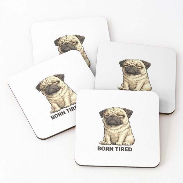 Item preview, Minimal Pug “Born Tired” Aesthetic Dog Design | Cute Sleepy Puppy, Soft Neutral Pet Art, Cozy Dog Lover Gift designed and sold by ArtByTripti.