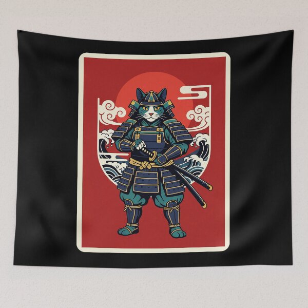 Item preview, Samurai Cat Armor Japanese Wave Red Sun  designed and sold by JordynLadukeg65.