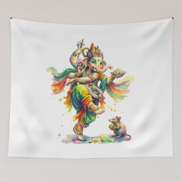 Item preview, Ganesha Watercolor Art – Colorful Spiritual Elephant God designed and sold by Ishiki-D.