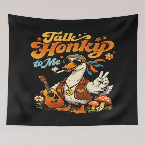 Item preview, Talk Honky to Me Retro Hippie Duck Groovy Vibe designed and sold by Tsugraf Designs.