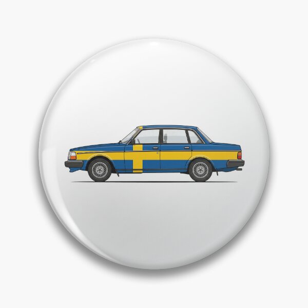 Item preview, 240 Sedan Swedish Flag Livery Side Profile Classic Boxy Car Art designed and sold by Off-Road-Zone.