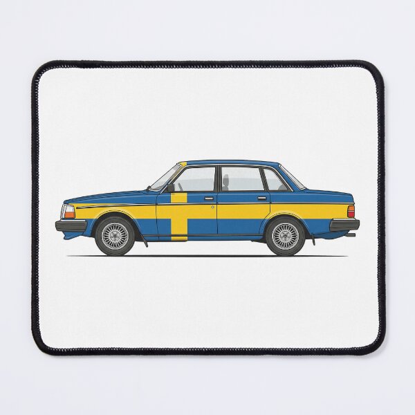 Item preview, 240 Sedan Swedish Flag Livery Side Profile Classic Boxy Car Art designed and sold by Off-Road-Zone.