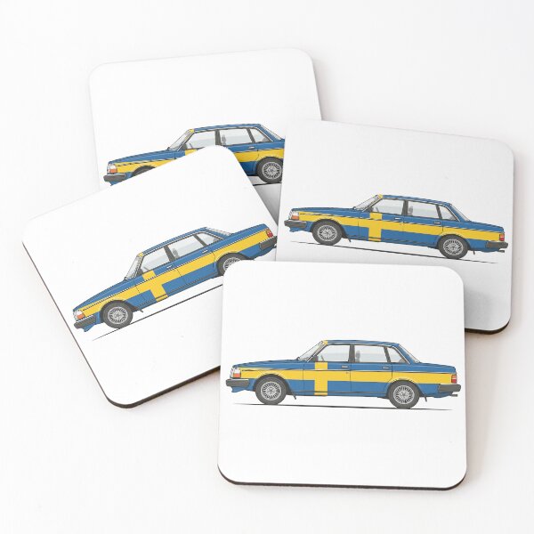 Item preview, 240 Sedan Swedish Flag Livery Side Profile Classic Boxy Car Art designed and sold by Off-Road-Zone.