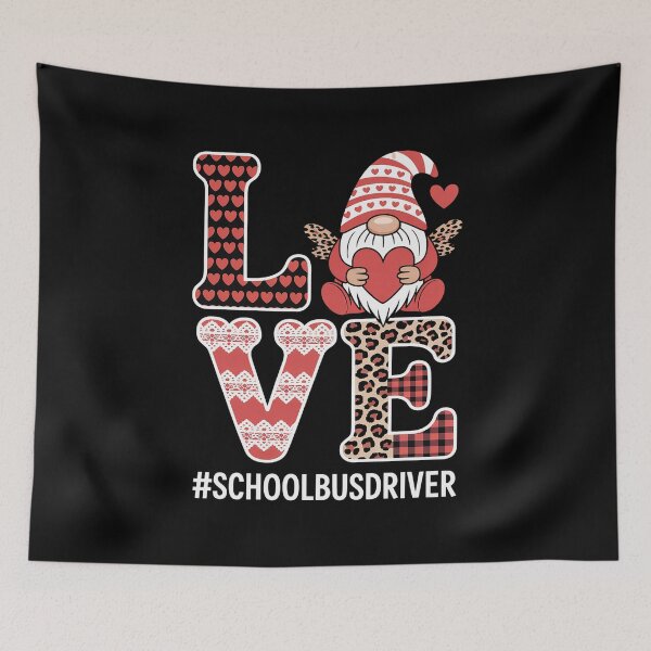 Item preview, School Bus Driver love Gnome heart Valentine's Day heart designed and sold by fferomananul.