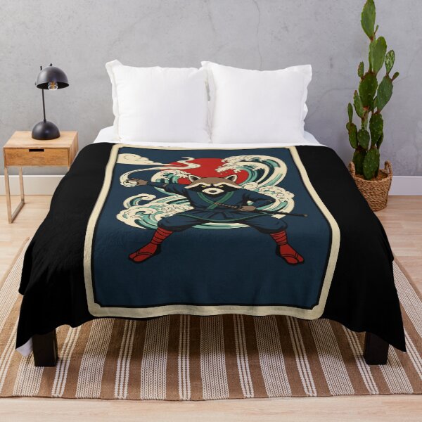 Item preview, Raccoon Ninja Samurai Wave Retro Japanese Style designed and sold by JordynLadukeg65.