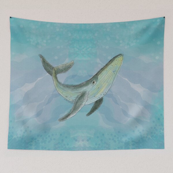 Aperçu de l'œuvre Art onirique de baleines | Illustration de baleine à bosse | Esthétique océanique pastel | Design apaisant inspiré par la nature créée et vendue par romiacha.