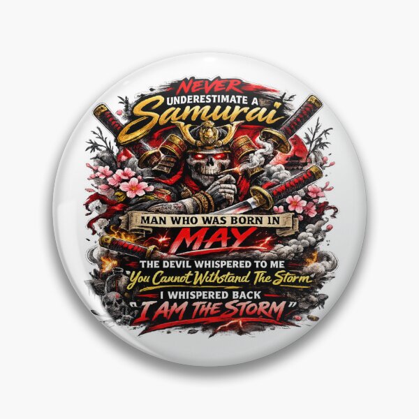 Item preview, Samurai Born In May I Am The Storm - Warrior Skull designed and sold by Psychlee Best Finds.