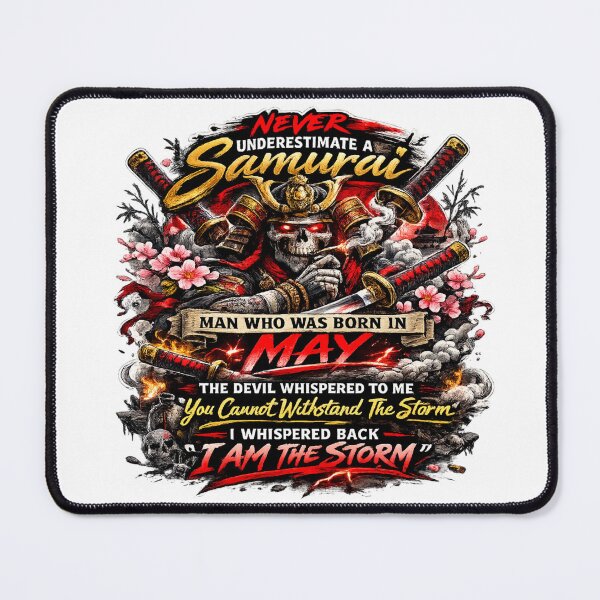 Item preview, Samurai Born In May I Am The Storm - Warrior Skull designed and sold by Psychlee Best Finds.