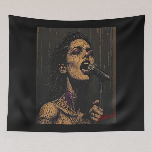 Item preview, Intense Singer Portrait Dark Emotional Performance designed and sold by Artisticanvas.
