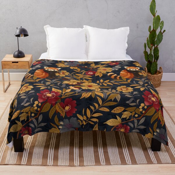 Item preview, Scandinavian Folk Art, Floral Red Panda Pattern designed and sold by xiao xuans.