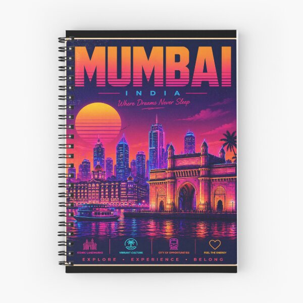 Item preview, Neon Mumbai India Travel Poster – Vaporwave Gateway of India Sunset Cityscape | Retro 80s Aesthetic designed and sold by Globalcitytees.