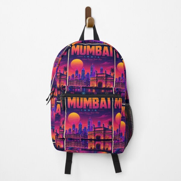 Item preview, Neon Mumbai India Travel Poster – Vaporwave Gateway of India Sunset Cityscape | Retro 80s Aesthetic designed and sold by Globalcitytees.
