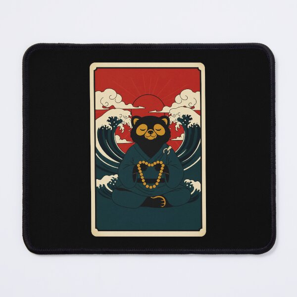 Item preview, Meditating Bear Zen Wave Red Sun Japanese Style designed and sold by JordynLadukeg65.