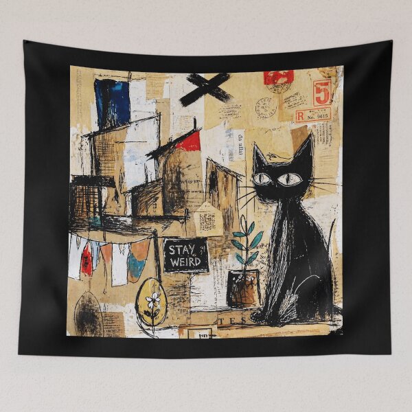 Item preview, Stay Weird Black Cat Collage  designed and sold by Modaozushi216.