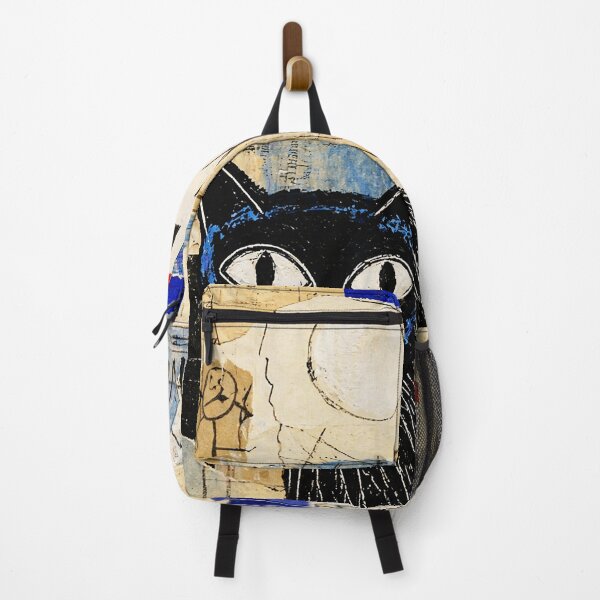 Item preview, Black Cat Collage Art with Blue and Beige Texture designed and sold by Modaozushi216.