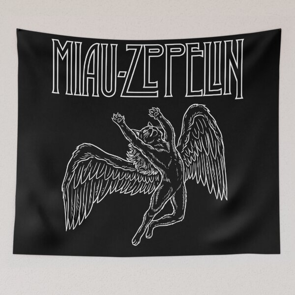 Item preview, Meow Zeppelin Rock Cat with Wings Silhouette Art designed and sold by moosesclub.
