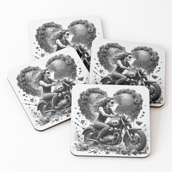 Item preview, Biker Girl On Motorcycle With Broken Rose Heart designed and sold by maplesoulkiller.