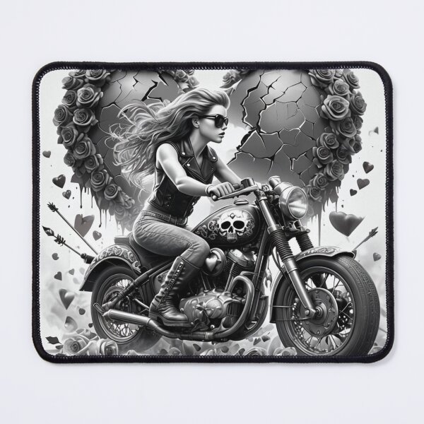 Item preview, Biker Girl On Motorcycle With Broken Rose Heart designed and sold by maplesoulkiller.