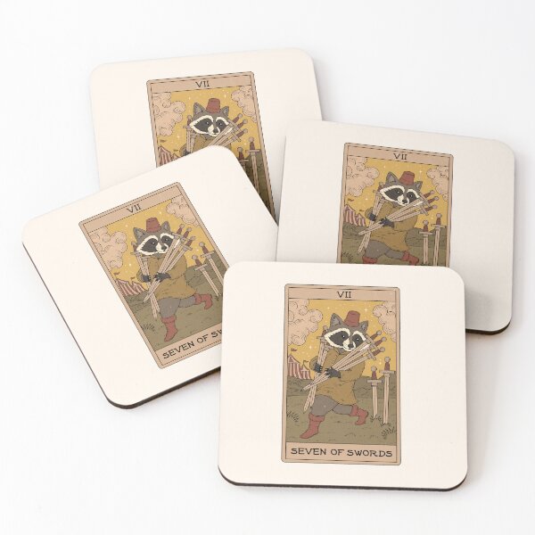 Item preview, Seven of Swords - Raccoons Tarot designed and sold by Thiago Corrêa.