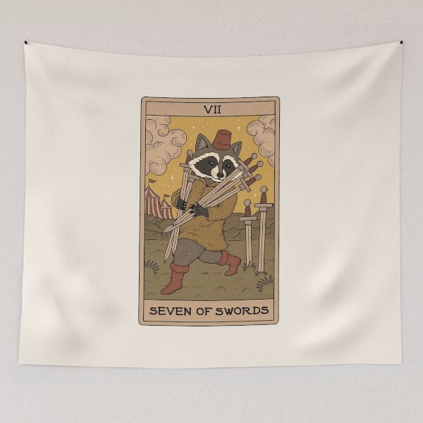 Item preview, Seven of Swords - Raccoons Tarot designed and sold by Thiago Corrêa.