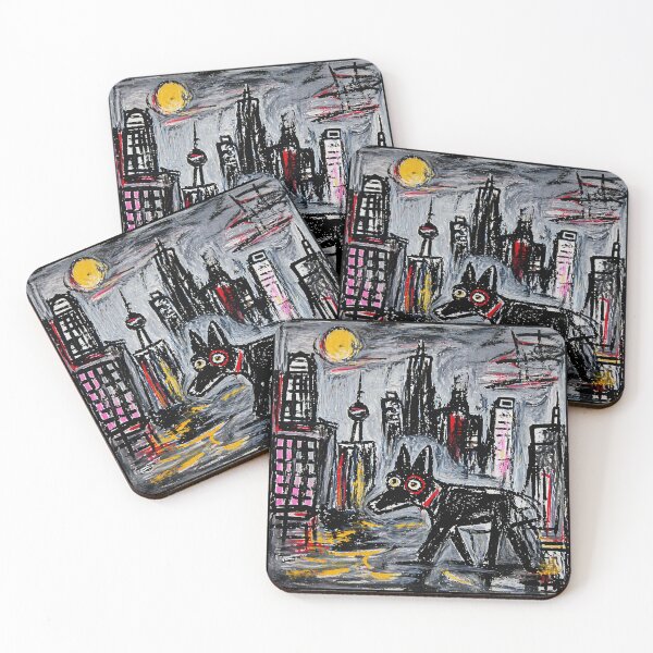 Item preview, Black Dog in Night City Street  designed and sold by Modaozushi216.