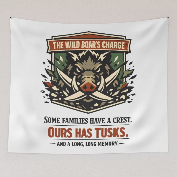 Item preview, Wild Boar Charge Family Crest of Tusks designed and sold by WildlifeInc.