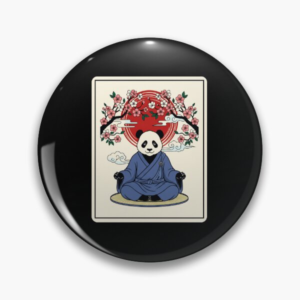 Item preview, Zen Panda Meditation Cherry Blossom Red Sun  designed and sold by JordynLadukeg65.