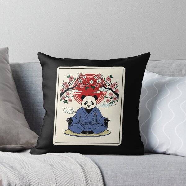 Item preview, Zen Panda Meditation Cherry Blossom Red Sun  designed and sold by JordynLadukeg65.